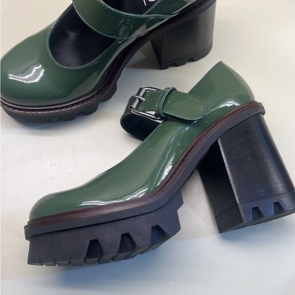 Agl Green Platform Mary Jane Shoes with Chunky Heel made in Italy - Picture 6 of 11
